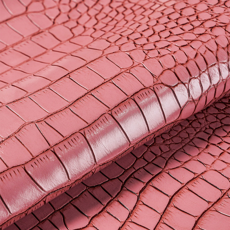JK-NA31A Polipiel rosa pintado con piel de cocodrilo JK-NA31A Polipiel rosa pintado con piel de cocodrilo